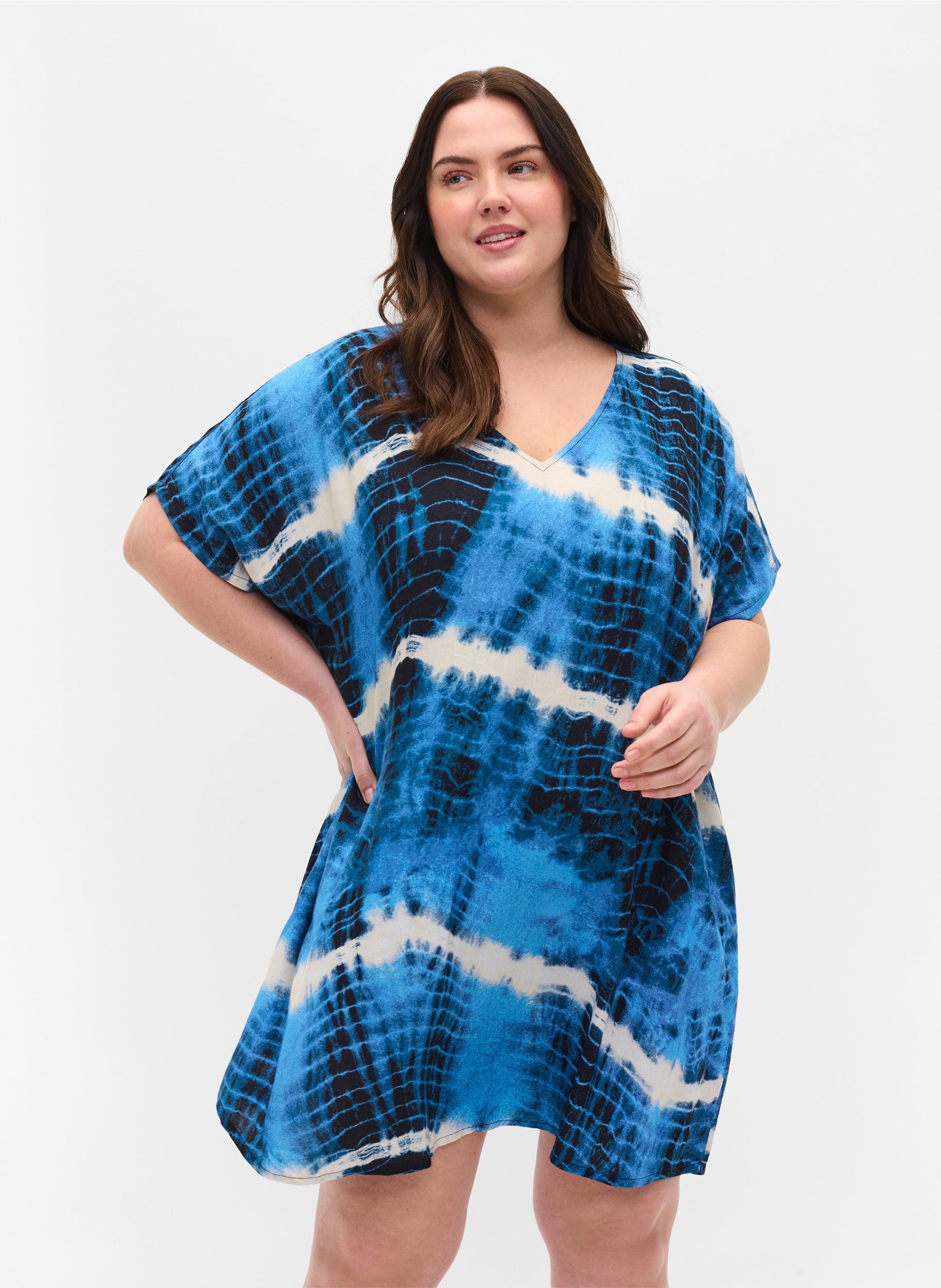 Strandkleid aus Viskose mit Batik-Print, Tie Dye Print, Model image number 0
