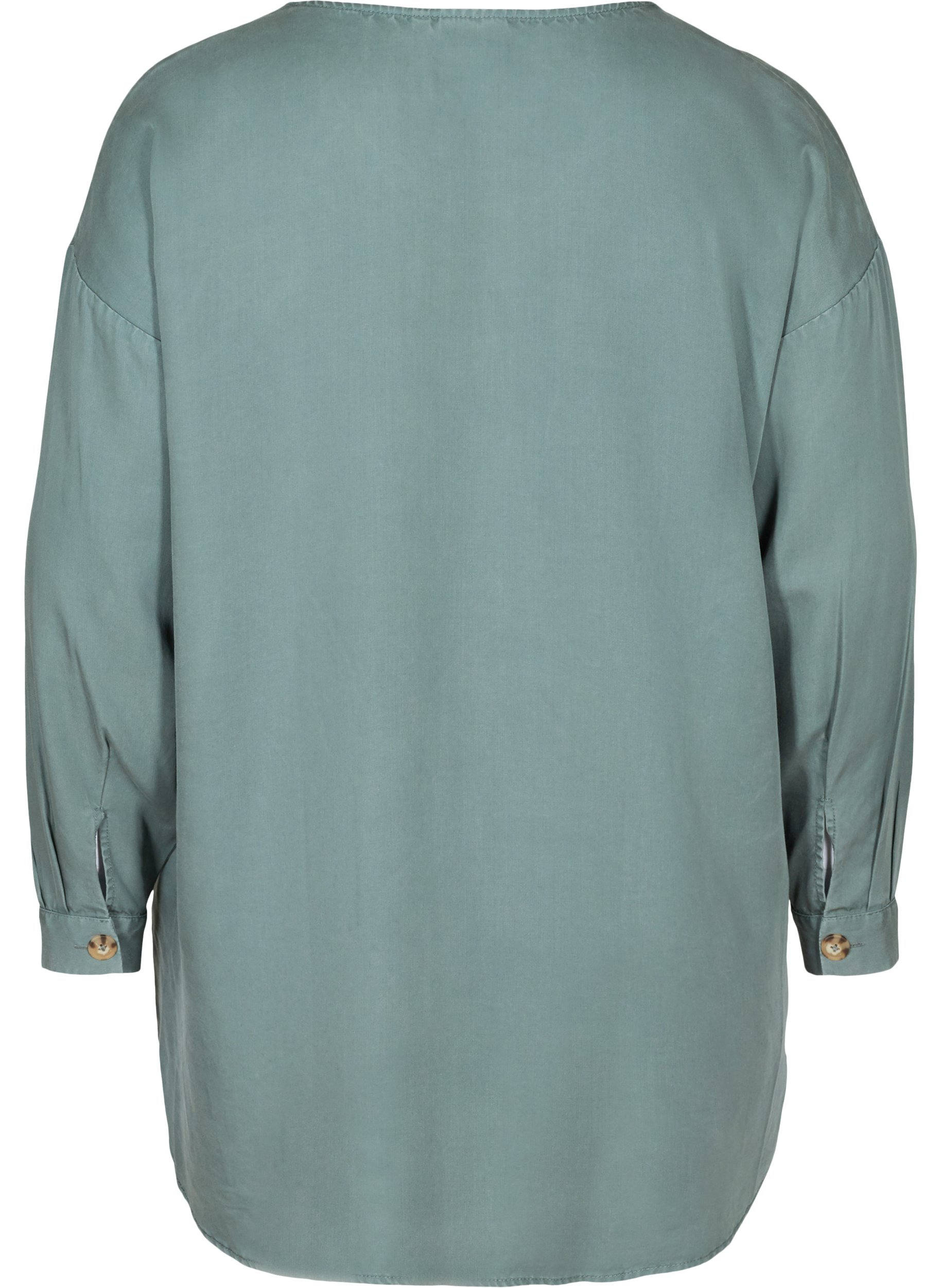 Bluse aus Lyocell mit V-Ausschnitt, Balsam Green, Packshot image number 1