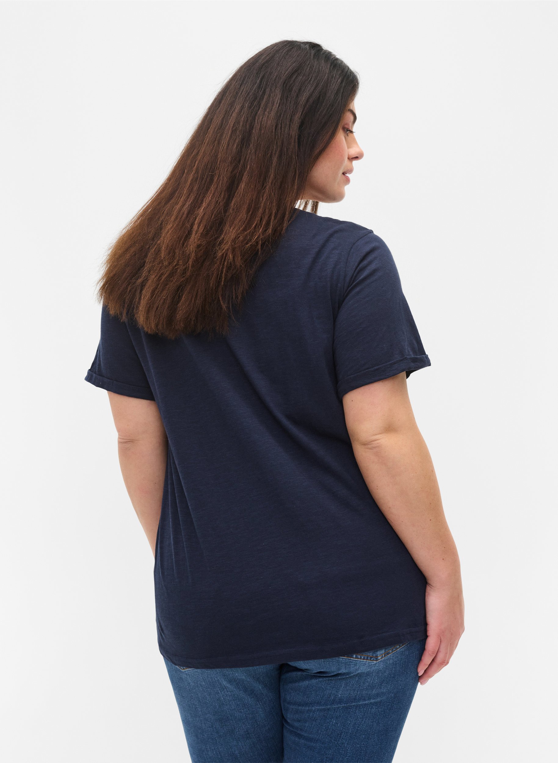Baumwoll-T-Shirt mit kurzen Ärmeln, Navy Blazer, Model image number 1