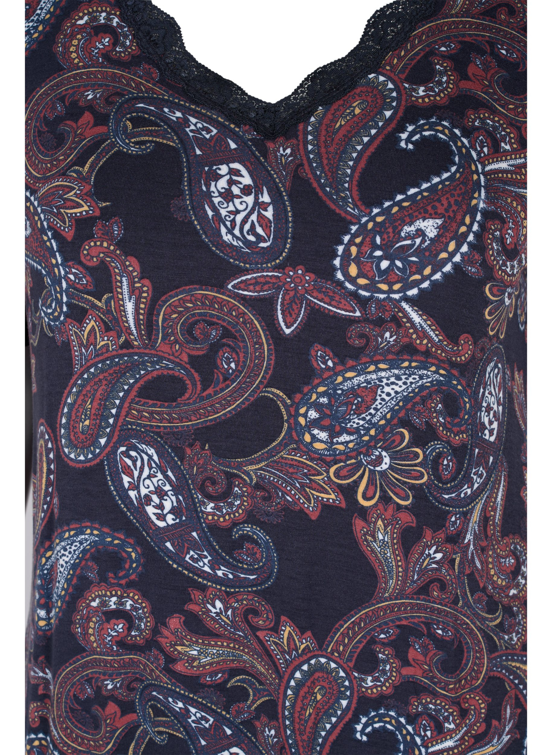 Kurzarm Nachthemd aus Viskose, PAISLEY PRINT, Packshot image number 2