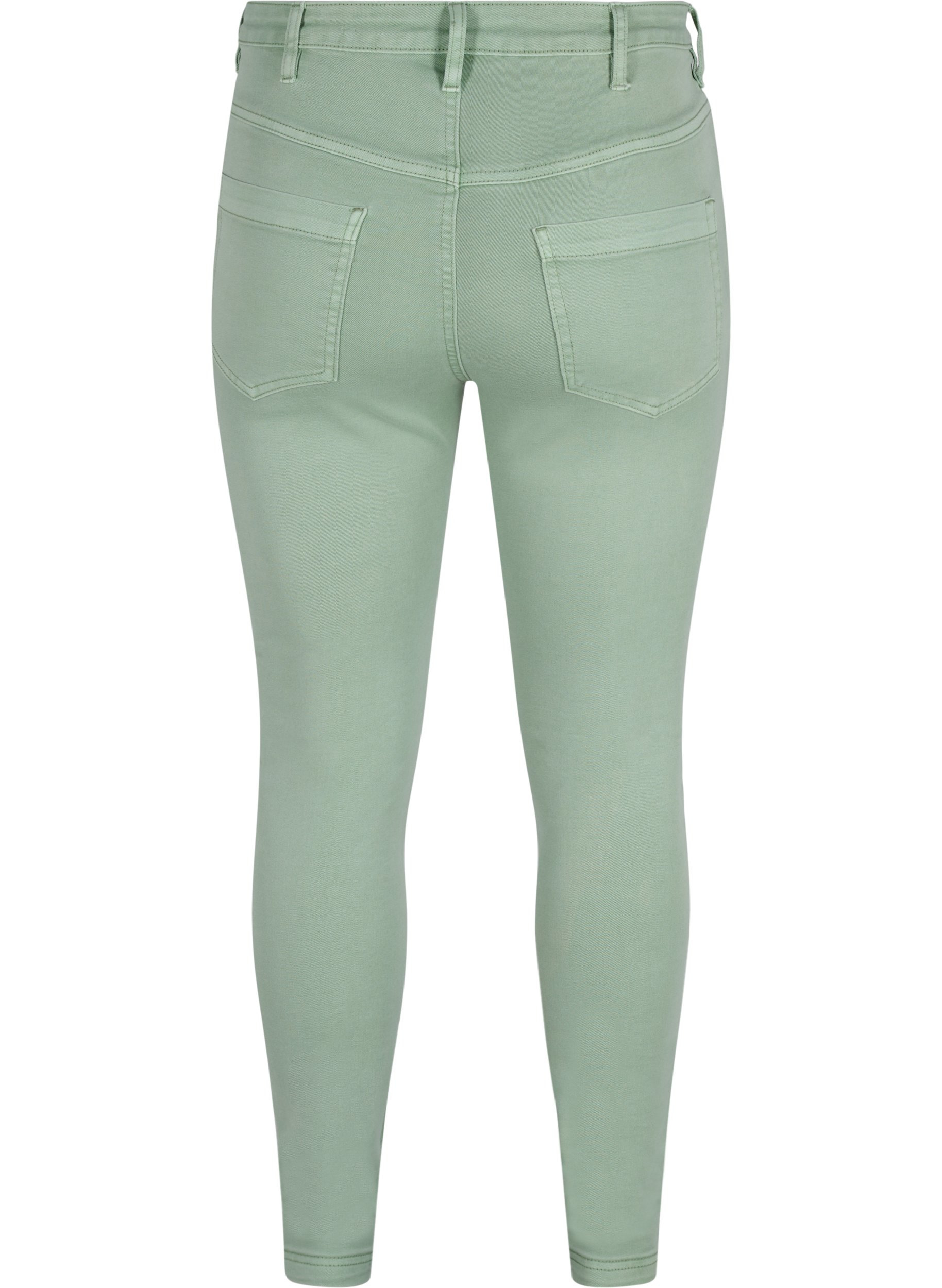 Super Slim Amy Jeans mit hoher Taille, Frosty Green, Packshot image number 1
