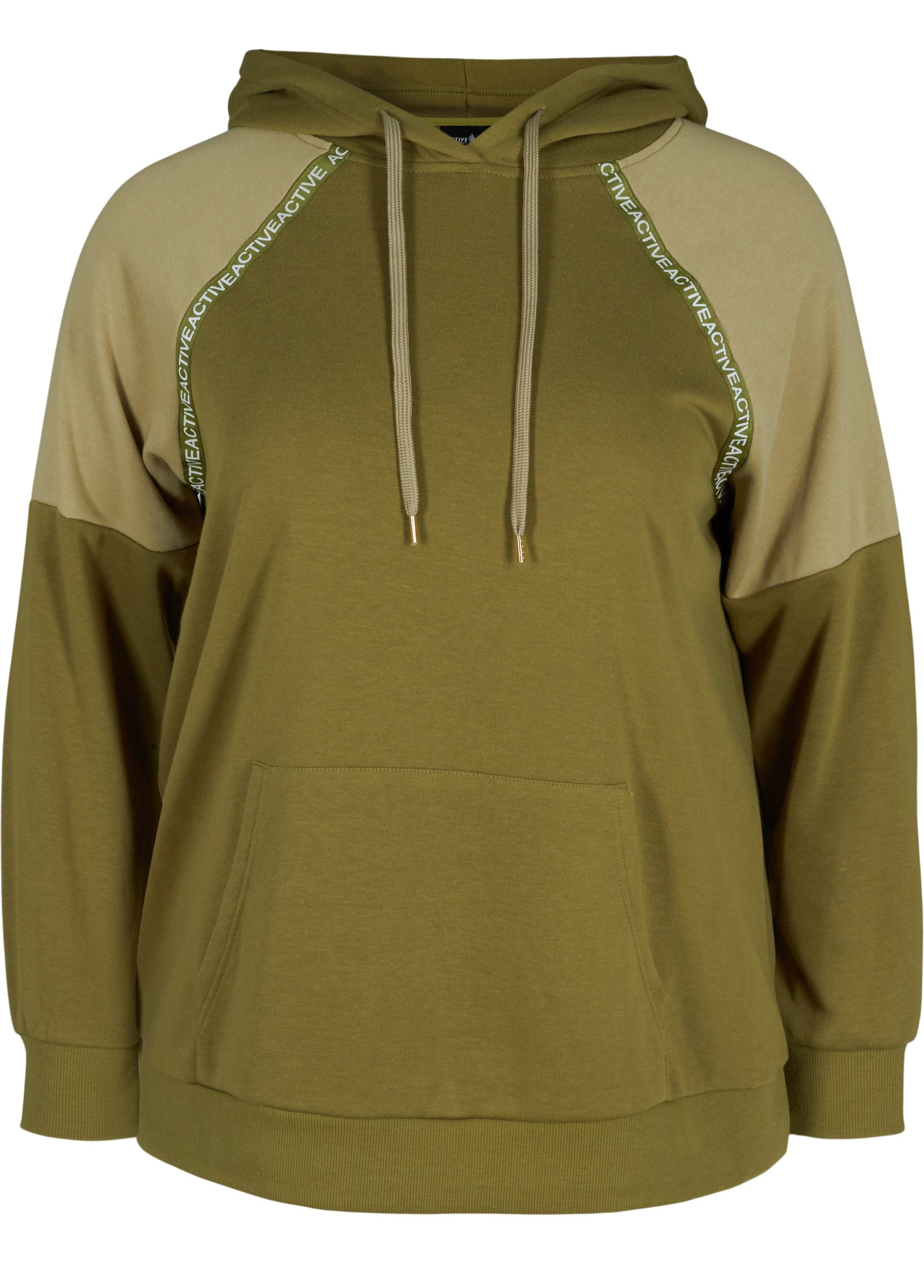 Sweatshirt mit Kapuze und Tasche, Olive Drab