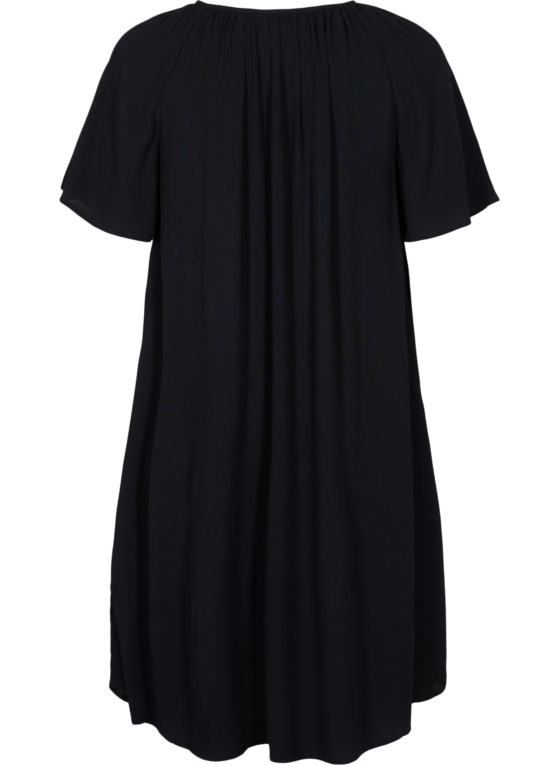 Kurzärmeliges Kleid aus Viskose, Black, Packshot image number 1