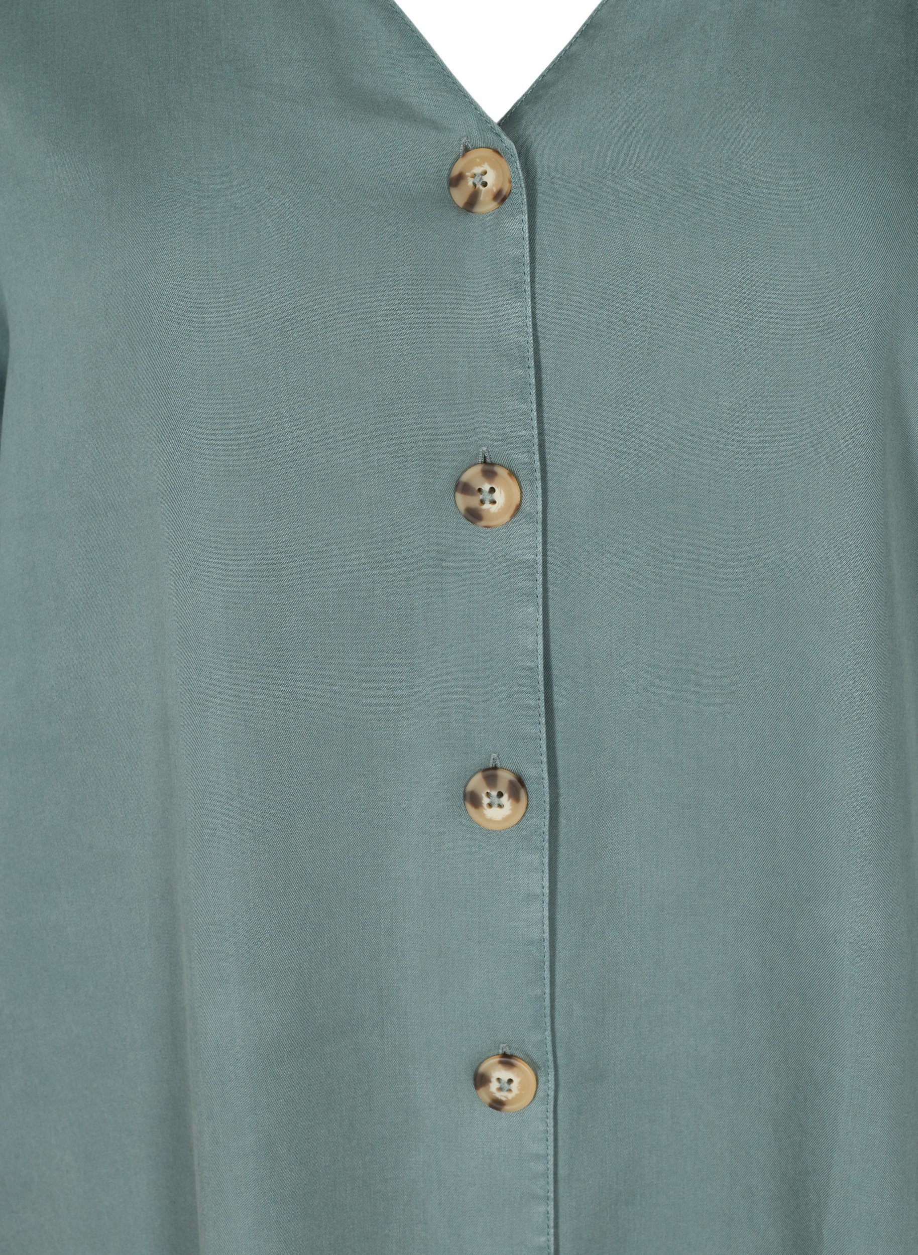 Bluse aus Lyocell mit V-Ausschnitt, Balsam Green, Packshot image number 2