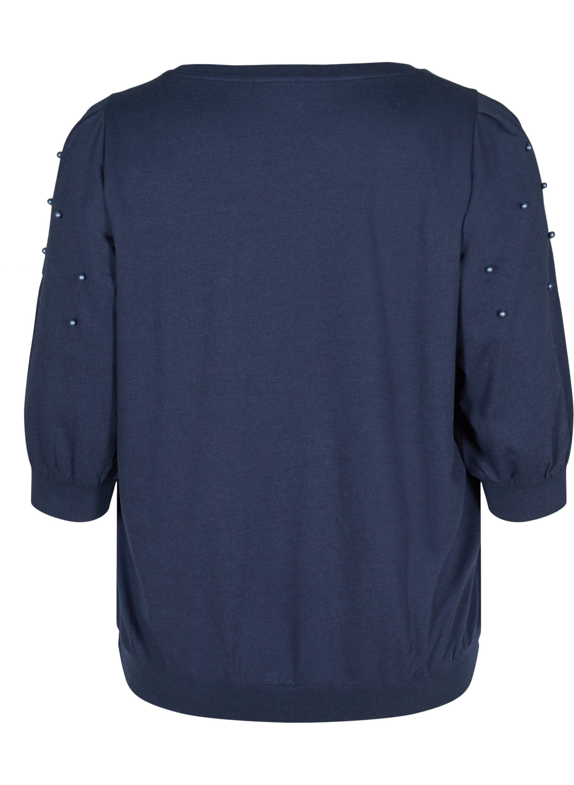 Sweatshirt mit Ballonärmeln und Perlen, Black Iris, Packshot image number 1